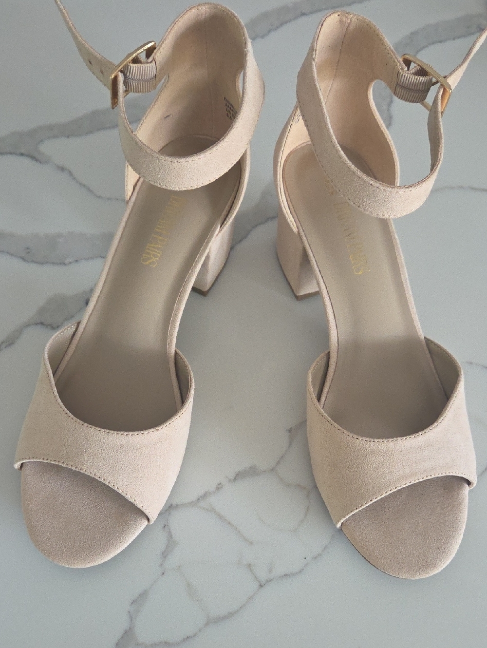 Dream Pairs Women's Ankle Strap Block Heels in Cream